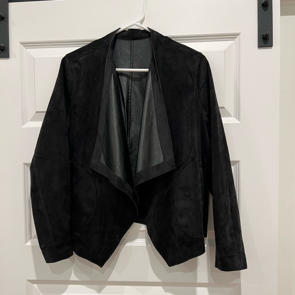 Suede and leather reversible jacket